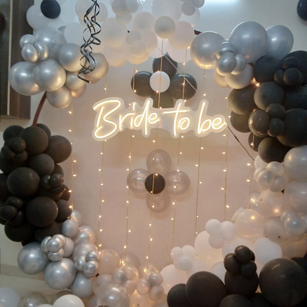 bride to be ring decoration with bride to be neon light