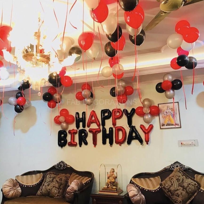 red silver black balloon decoration